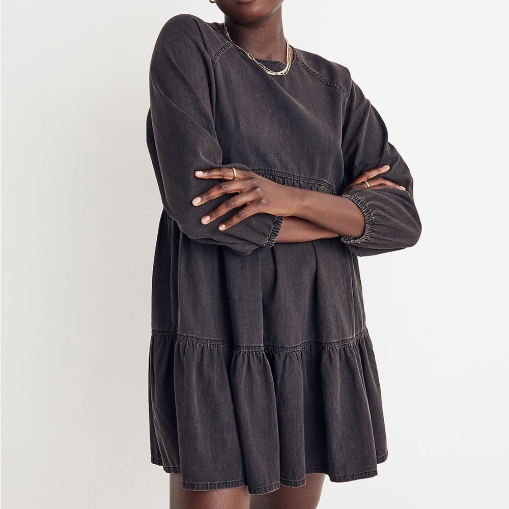 Madewell Denim Raglan-Sleeve Mini Dress in Lunar Wash